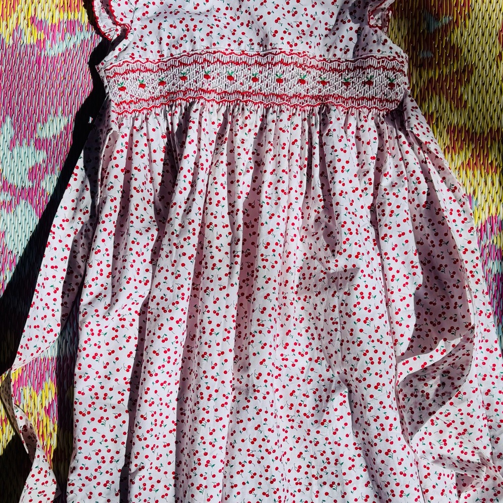 Smocked Cherry Kids Dress